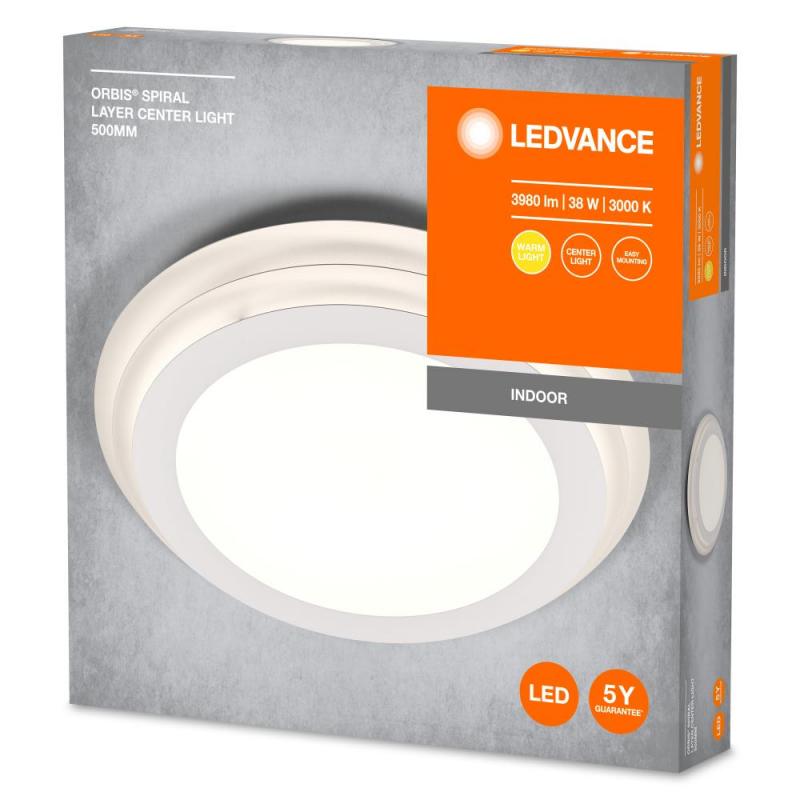 LEDVANCE LED-Deckenleuchte Orbis Spiral Layer Round 38W 50cm weiß Warmweißes Licht